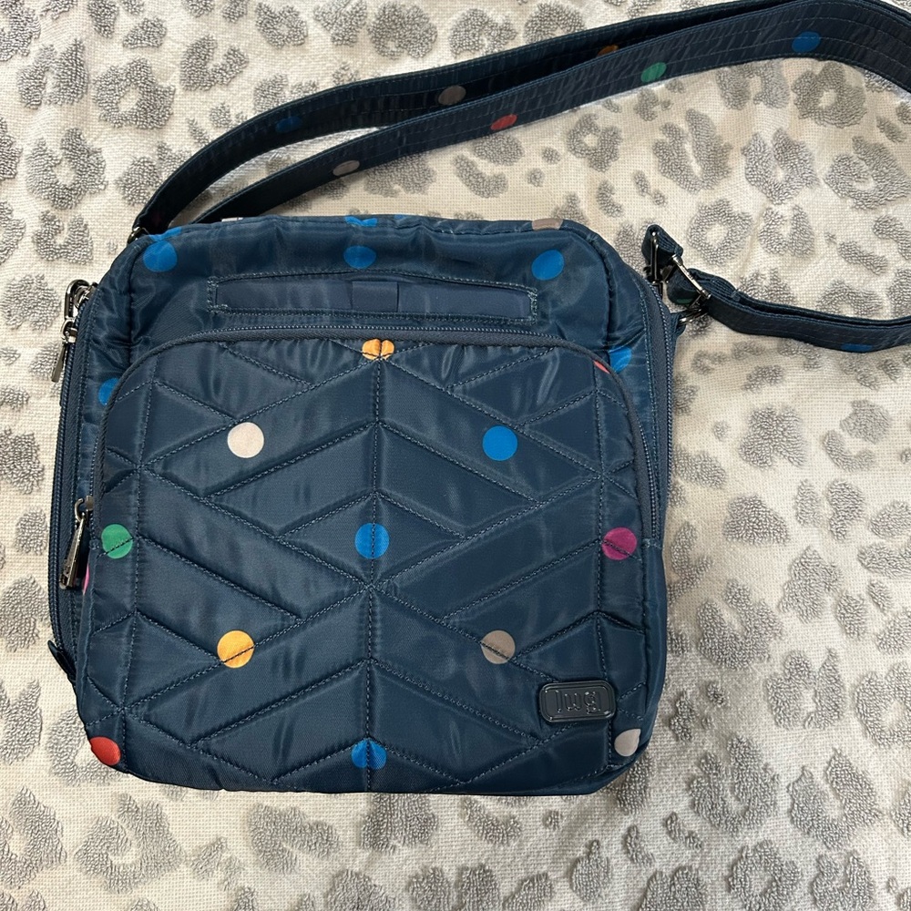 Lug Navy Blue Polka Dot Crossbody Bag
